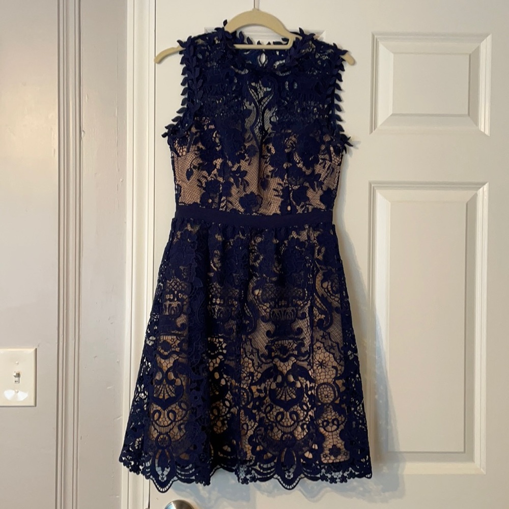 Navy Blue Lace Cocktail Dress